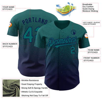 Custom Teal Navy Authentic Fade Fashion Baseball Jersey - Sky-Custom