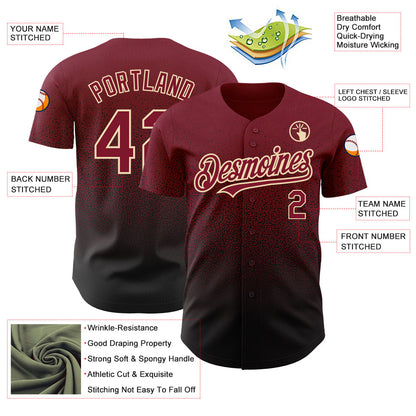 Custom Crimson Black-Cream Authentic Fade Fashion Baseball Jersey - Sky-Custom