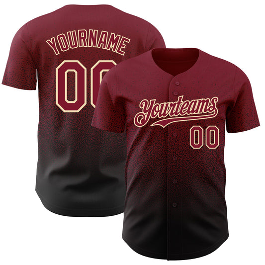 Custom Crimson Black-Cream Authentic Fade Fashion Baseball Jersey - Sky-Custom