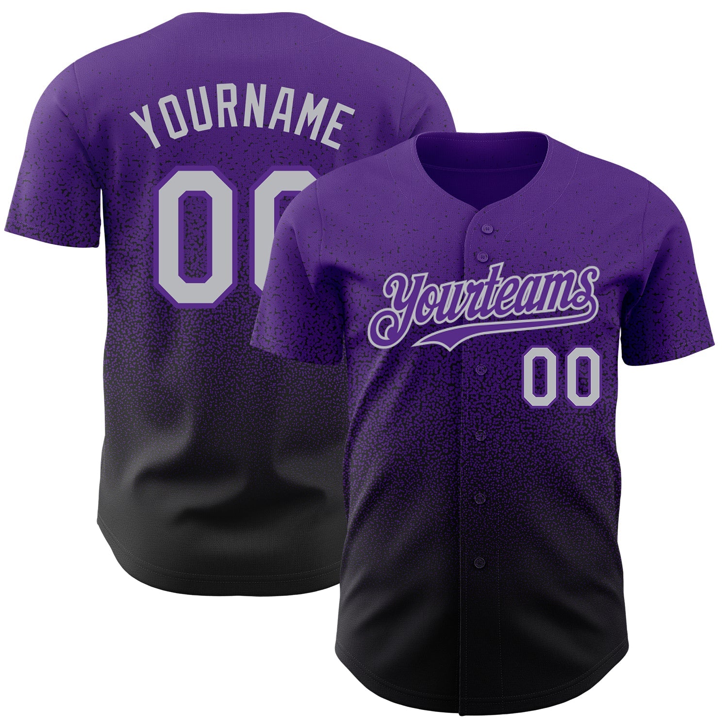 Custom Purple Gray-Black Authentic Fade Fashion Baseball Jersey - Sky-Custom
