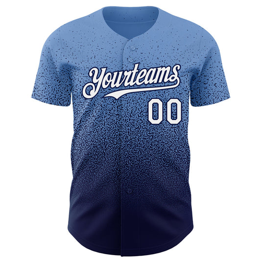 Custom Powder Blue White-Navy Authentic Fade Fashion Baseball Jersey - Sky-Custom