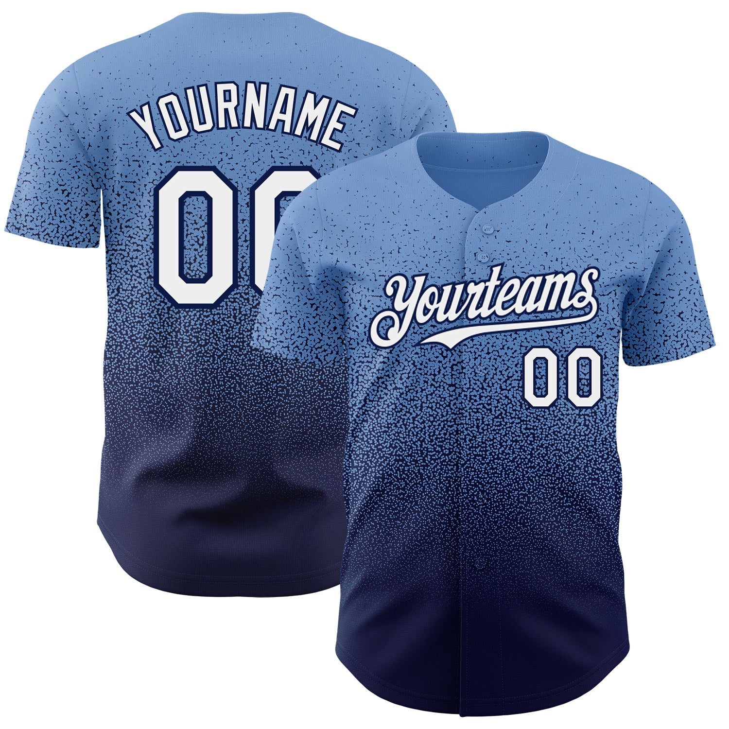 Custom Powder Blue White-Navy Authentic Fade Fashion Baseball Jersey - Sky-Custom