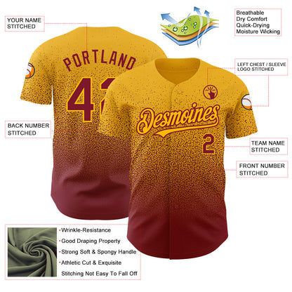 Custom Gold Crimson Authentic Fade Fashion Baseball Jersey - Sky-Custom