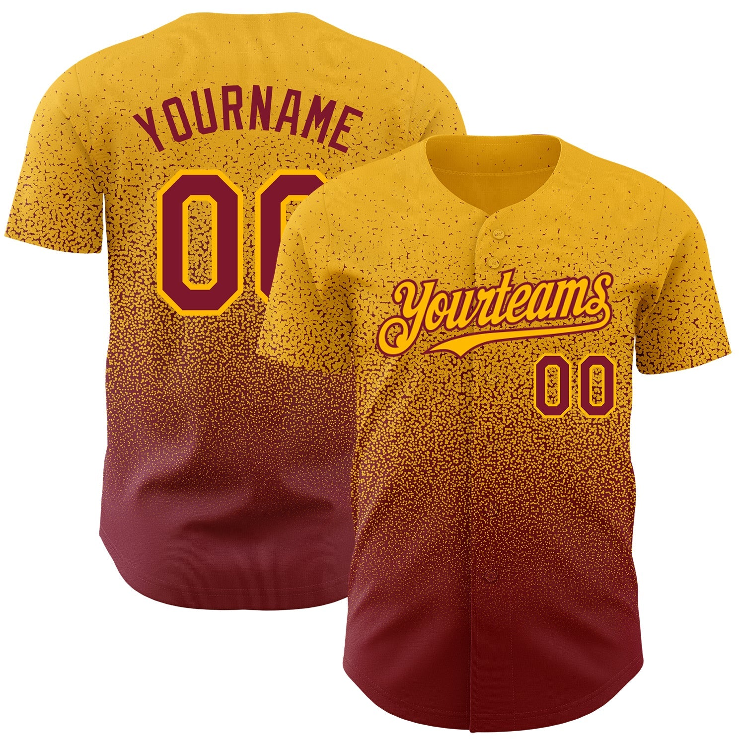 Custom Gold Crimson Authentic Fade Fashion Baseball Jersey - Sky-Custom