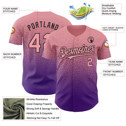 Custom Medium Pink Purple-Black Authentic Fade Fashion Baseball Jersey - Sky-Custom