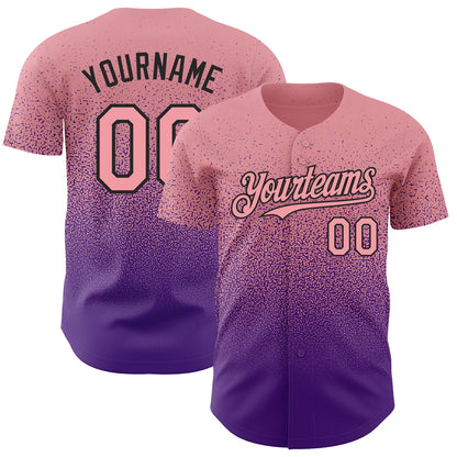 Custom Medium Pink Purple-Black Authentic Fade Fashion Baseball Jersey - Sky-Custom