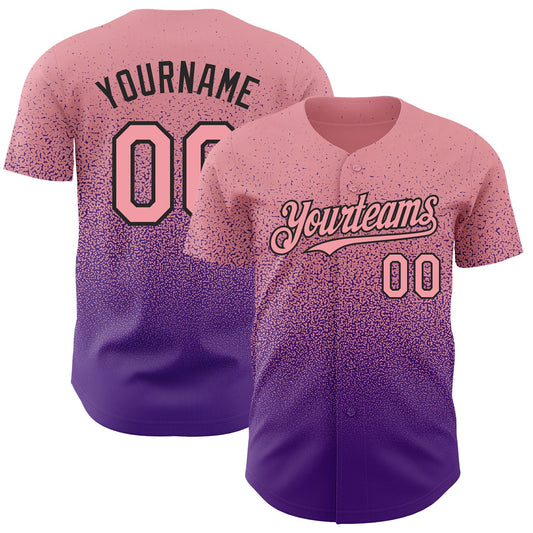 Custom Medium Pink Purple-Black Authentic Fade Fashion Baseball Jersey - Sky-Custom