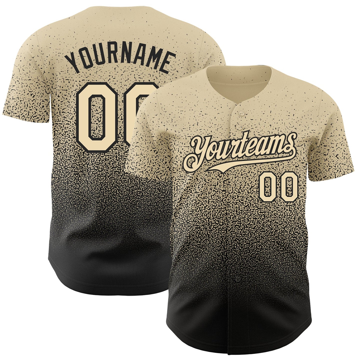 Custom Cream Black Authentic Fade Fashion Baseball Jersey - Sky-Custom
