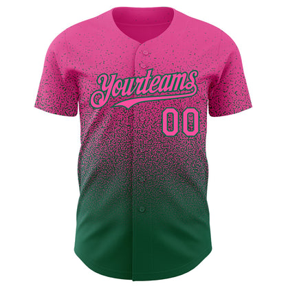 Custom Pink Kelly Green Authentic Fade Fashion Baseball Jersey - Sky-Custom