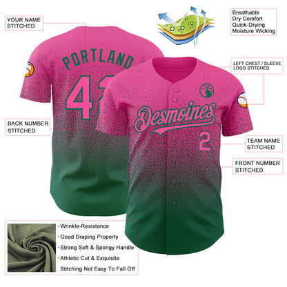 Custom Pink Kelly Green Authentic Fade Fashion Baseball Jersey - Sky-Custom