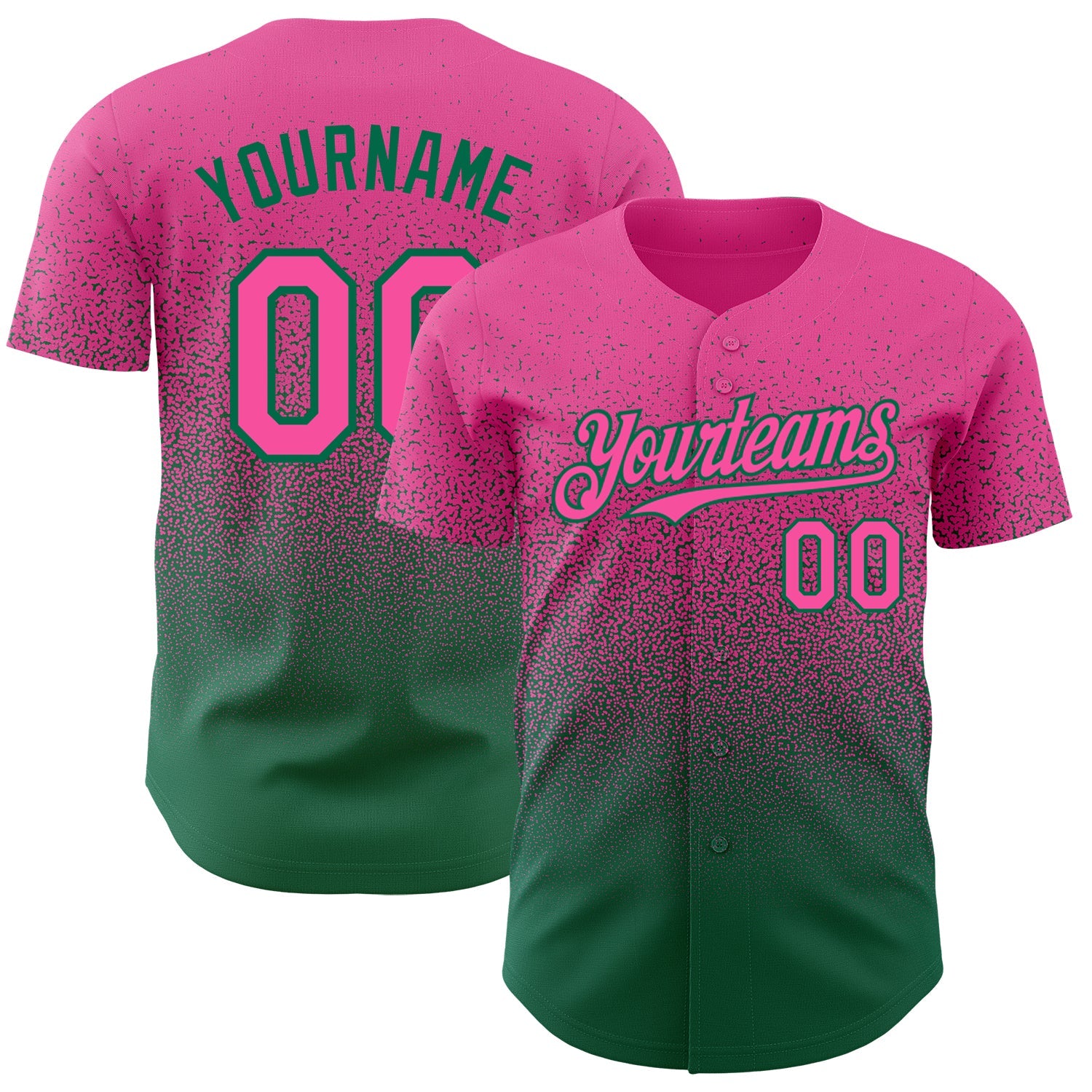 Custom Pink Kelly Green Authentic Fade Fashion Baseball Jersey - Sky-Custom