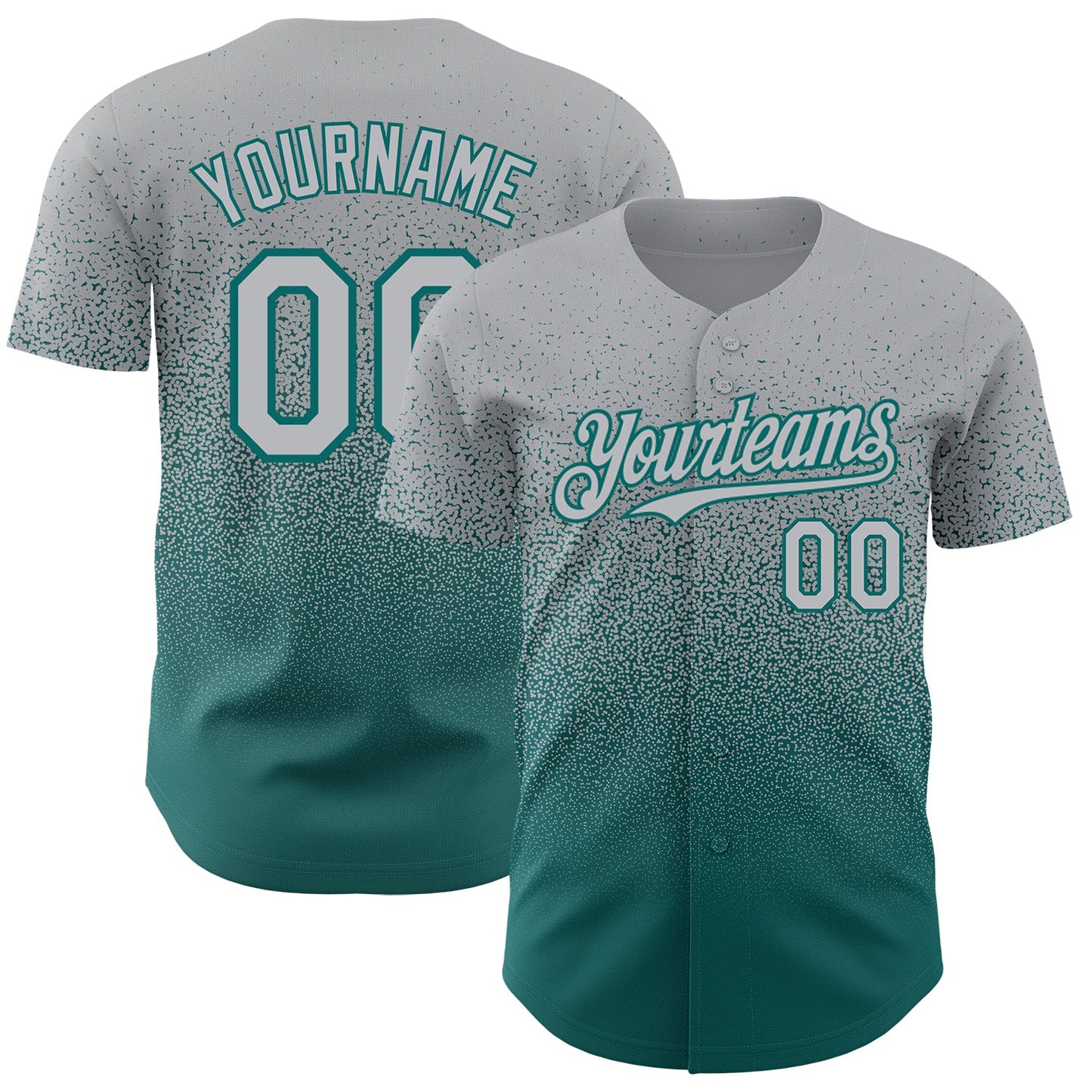 Custom Gray Teal Authentic Fade Fashion Baseball Jersey - Sky-Custom