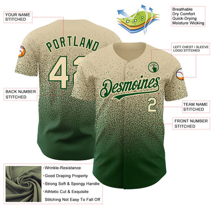 Custom Cream Green Authentic Fade Fashion Baseball Jersey - Sky-Custom