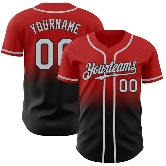 Custom Red Gray-Black Authentic Fade Fashion Baseball Jersey - Sky-Custom