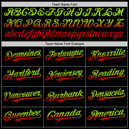 Custom Black Neon Green-Red Authentic Fade Fashion Baseball Jersey - Sky-Custom