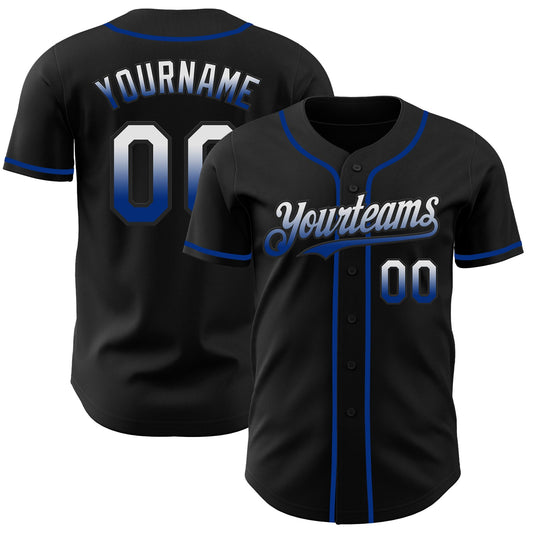 Custom Black White-Royal Authentic Fade Fashion Baseball Jersey - Sky-Custom