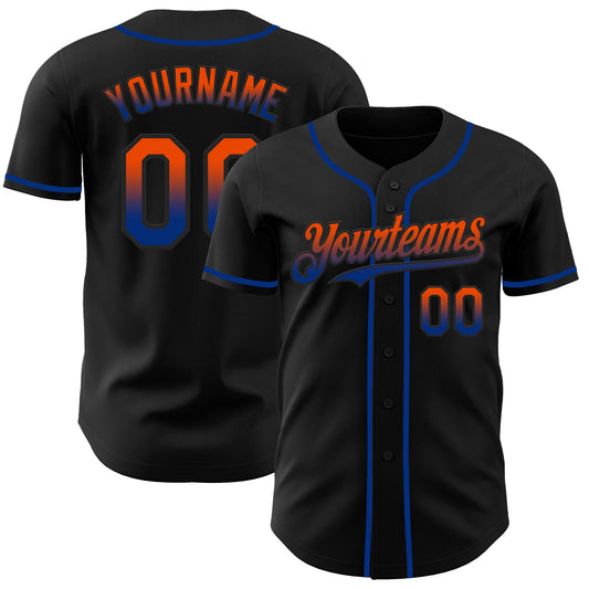 Custom Black Orange-Royal Authentic Fade Fashion Baseball Jersey - Sky-Custom