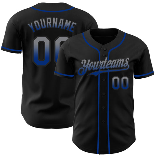 Custom Black Gray-Royal Authentic Fade Fashion Baseball Jersey - Sky-Custom