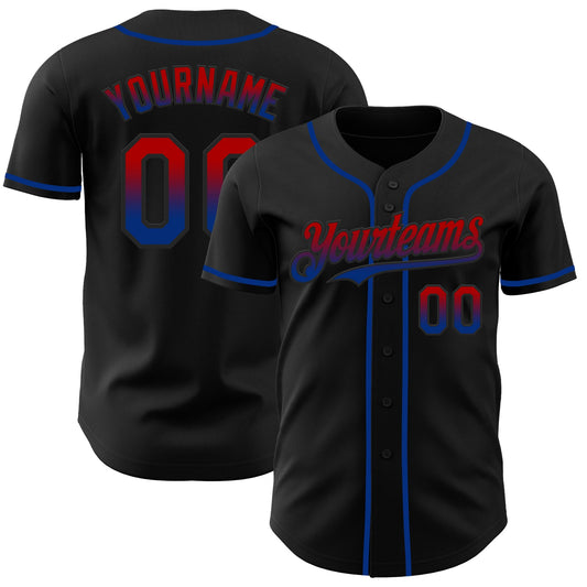 Custom Black Red-Royal Authentic Fade Fashion Baseball Jersey - Sky-Custom