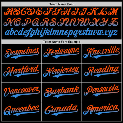 Custom Black Orange-Electric Blue Authentic Fade Fashion Baseball Jersey - Sky-Custom