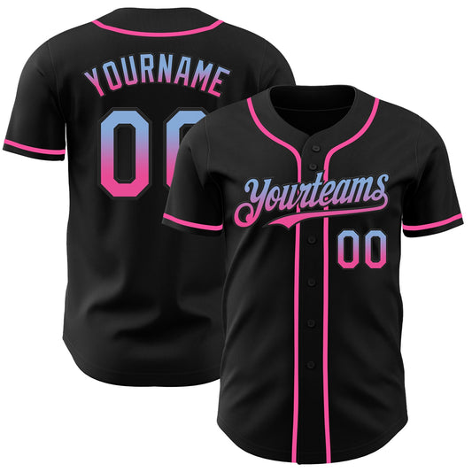 Custom Black Light Blue-Pink Authentic Fade Fashion Baseball Jersey - Sky-Custom