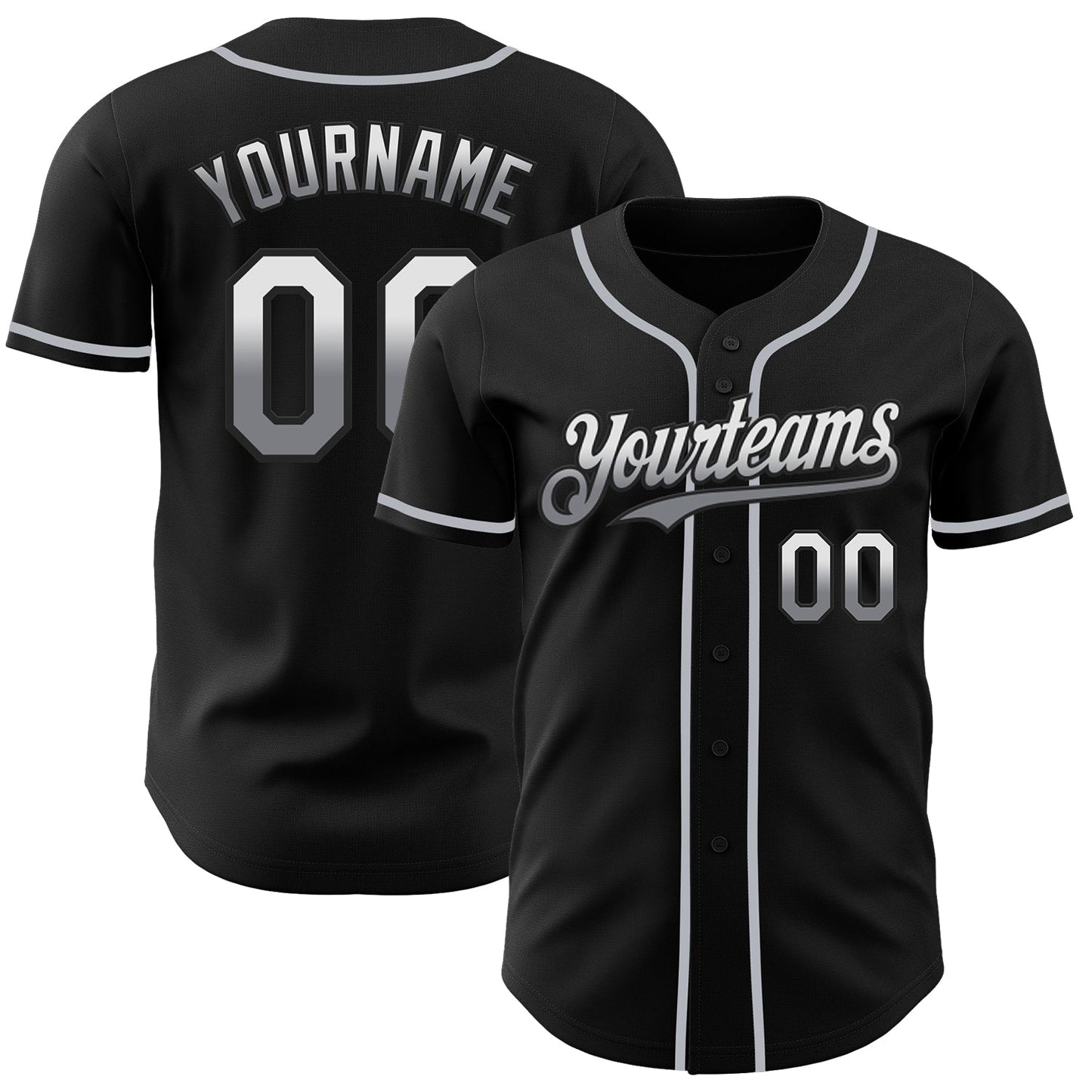 Custom Black White-Gray Authentic Fade Fashion Baseball Jersey - Sky-Custom