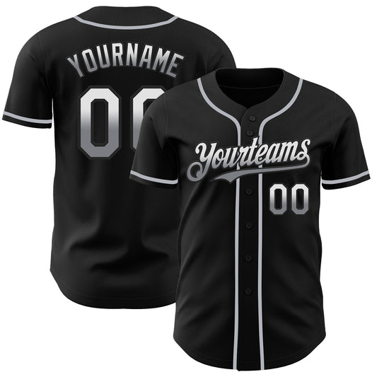 Custom Black White-Gray Authentic Fade Fashion Baseball Jersey - Sky-Custom