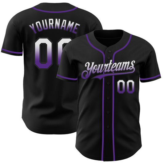 Custom Black White-Purple Authentic Fade Fashion Baseball Jersey - Sky-Custom