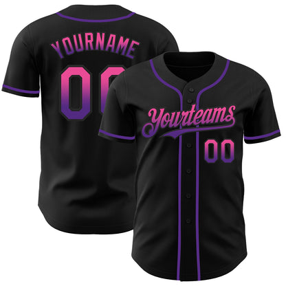 Custom Black Pink-Purple Authentic Fade Fashion Baseball Jersey - Sky-Custom