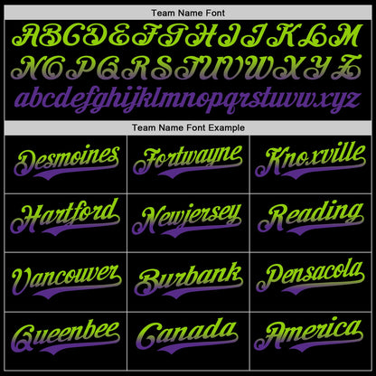 Custom Black Neon Green-Purple Authentic Fade Fashion Baseball Jersey - Sky-Custom