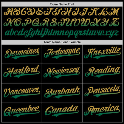 Custom Black Old Gold-Kelly Green Authentic Fade Fashion Baseball Jersey - Sky-Custom