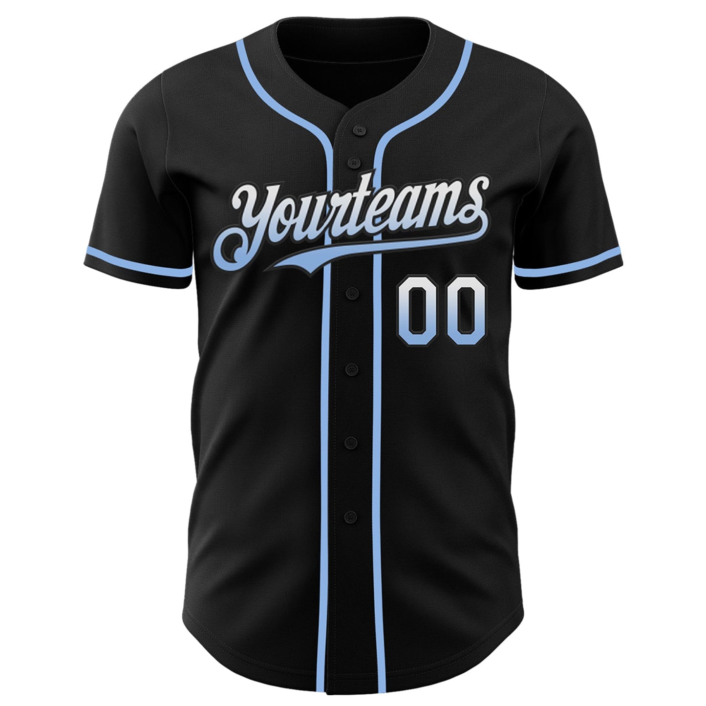 Custom Black White-Light Blue Authentic Fade Fashion Baseball Jersey - Sky-Custom