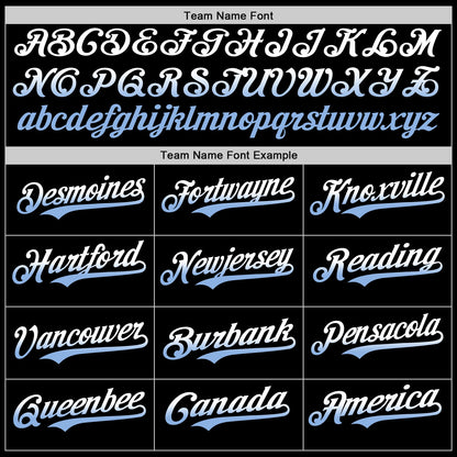 Custom Black White-Light Blue Authentic Fade Fashion Baseball Jersey - Sky-Custom