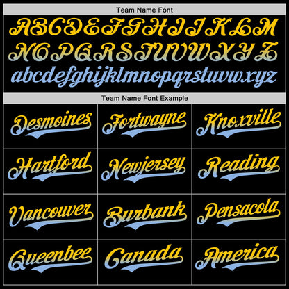 Custom Black Yellow-Light Blue Authentic Fade Fashion Baseball Jersey - Sky-Custom