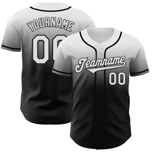 Custom White Black Authentic Fade Fashion Baseball Jersey - Sky-Custom