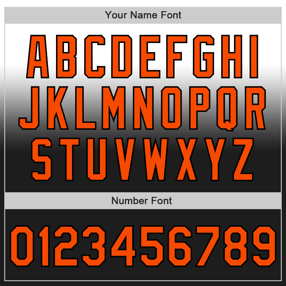 Custom White Orange-Black Authentic Fade Fashion Baseball Jersey - Sky-Custom