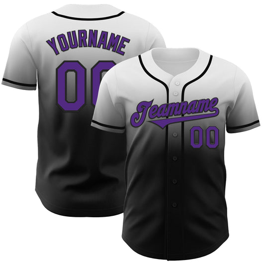 Custom White Purple-Black Authentic Fade Fashion Baseball Jersey - Sky-Custom