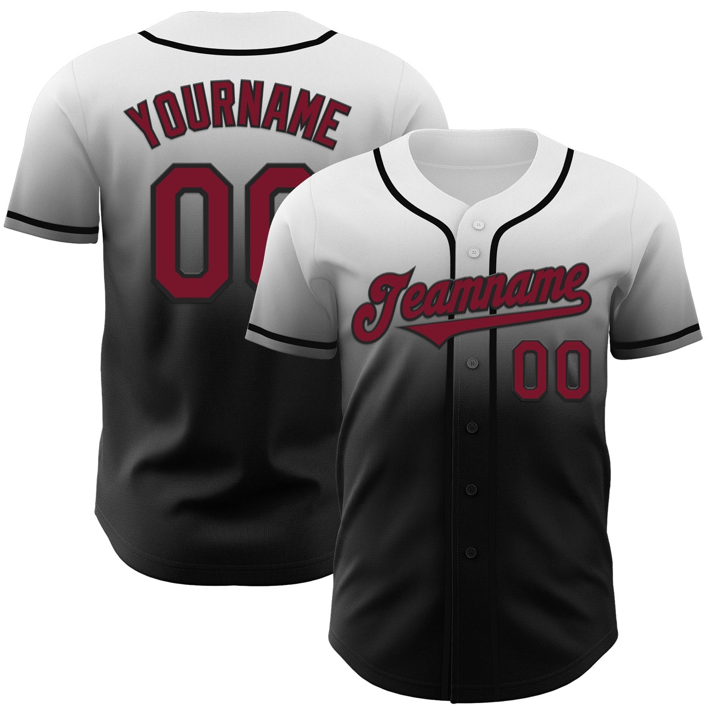 Custom White Crimson-Black Authentic Fade Fashion Baseball Jersey - Sky-Custom