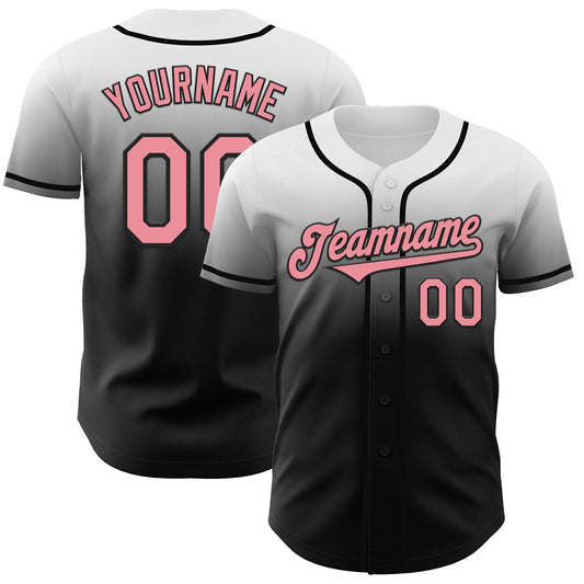 Custom White Medium Pink-Black Authentic Fade Fashion Baseball Jersey - Sky-Custom