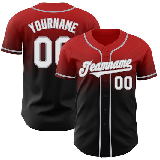 Custom Red Black-Gray Authentic Fade Fashion Baseball Jersey - Sky-Custom