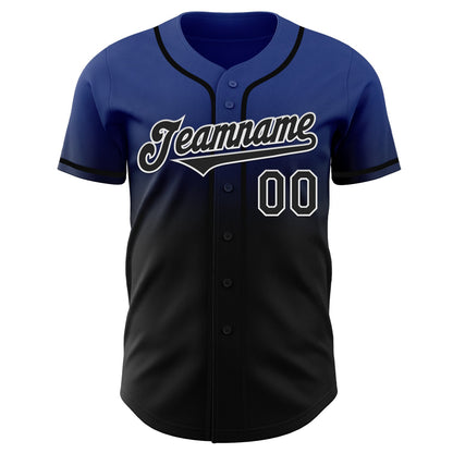 Custom Royal Black-White Authentic Fade Fashion Baseball Jersey - Sky-Custom
