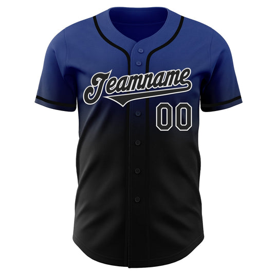 Custom Royal Black-White Authentic Fade Fashion Baseball Jersey - Sky-Custom