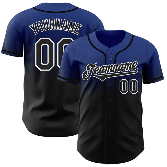 Custom Royal Black-White Authentic Fade Fashion Baseball Jersey - Sky-Custom