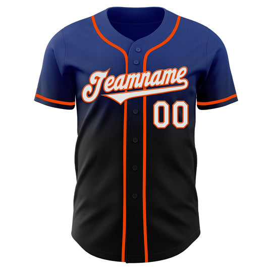 Custom Royal Black-Orange Authentic Fade Fashion Baseball Jersey - Sky-Custom