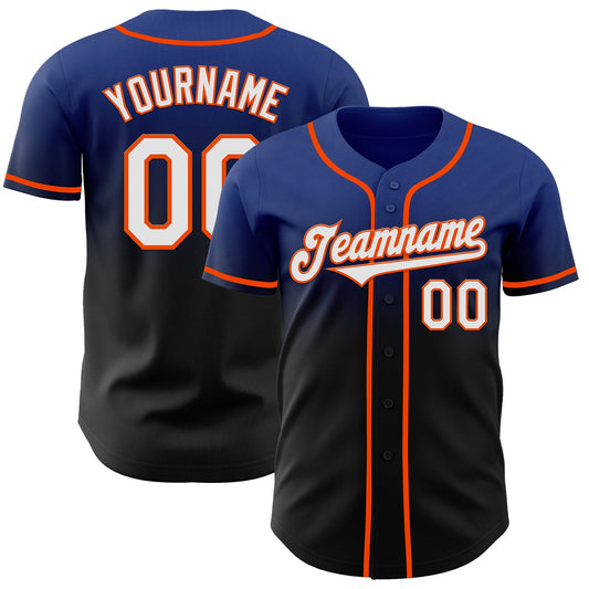 Custom Royal Black-Orange Authentic Fade Fashion Baseball Jersey - Sky-Custom