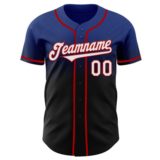 Custom Royal Black-Red Authentic Fade Fashion Baseball Jersey - Sky-Custom