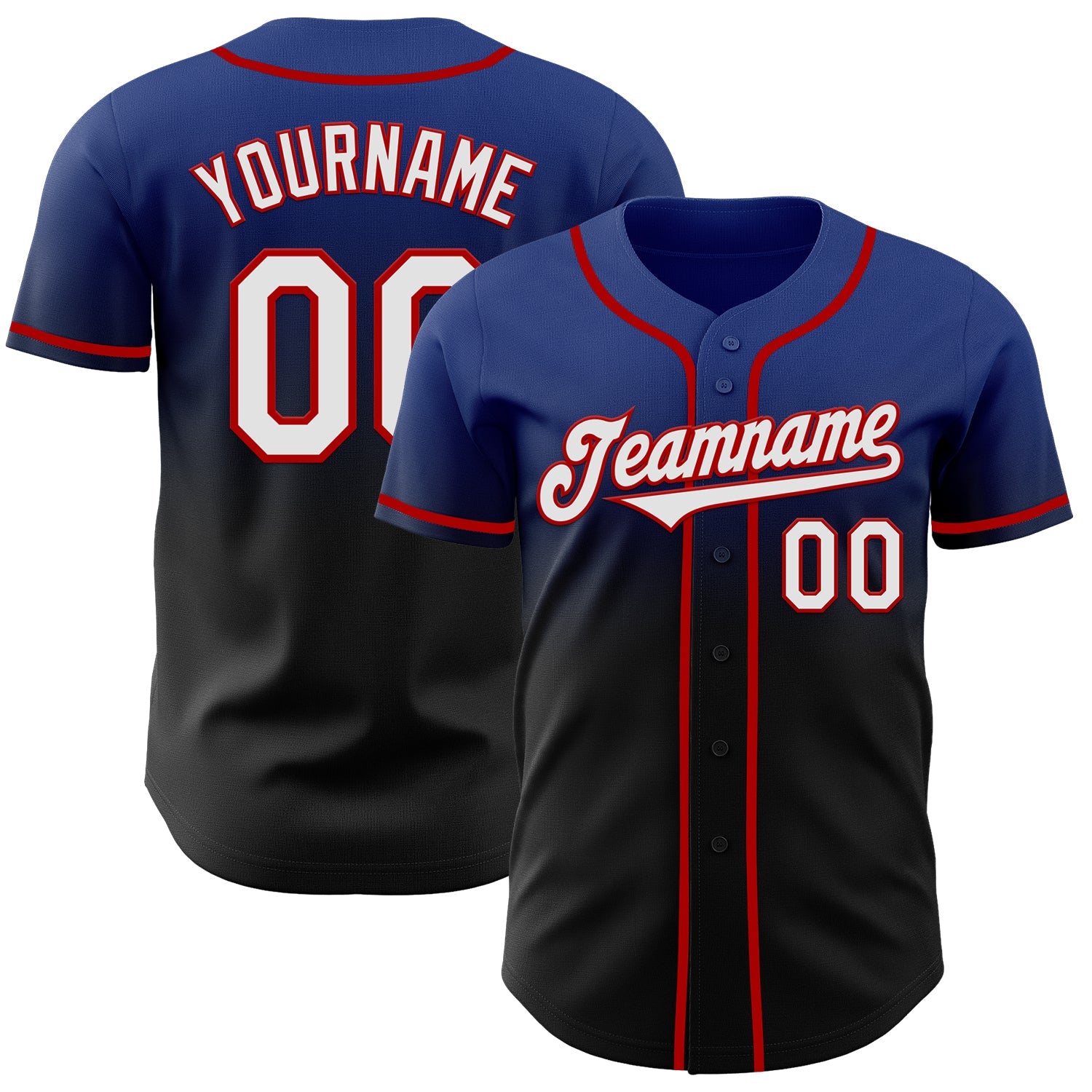 Custom Royal Black-Red Authentic Fade Fashion Baseball Jersey - Sky-Custom