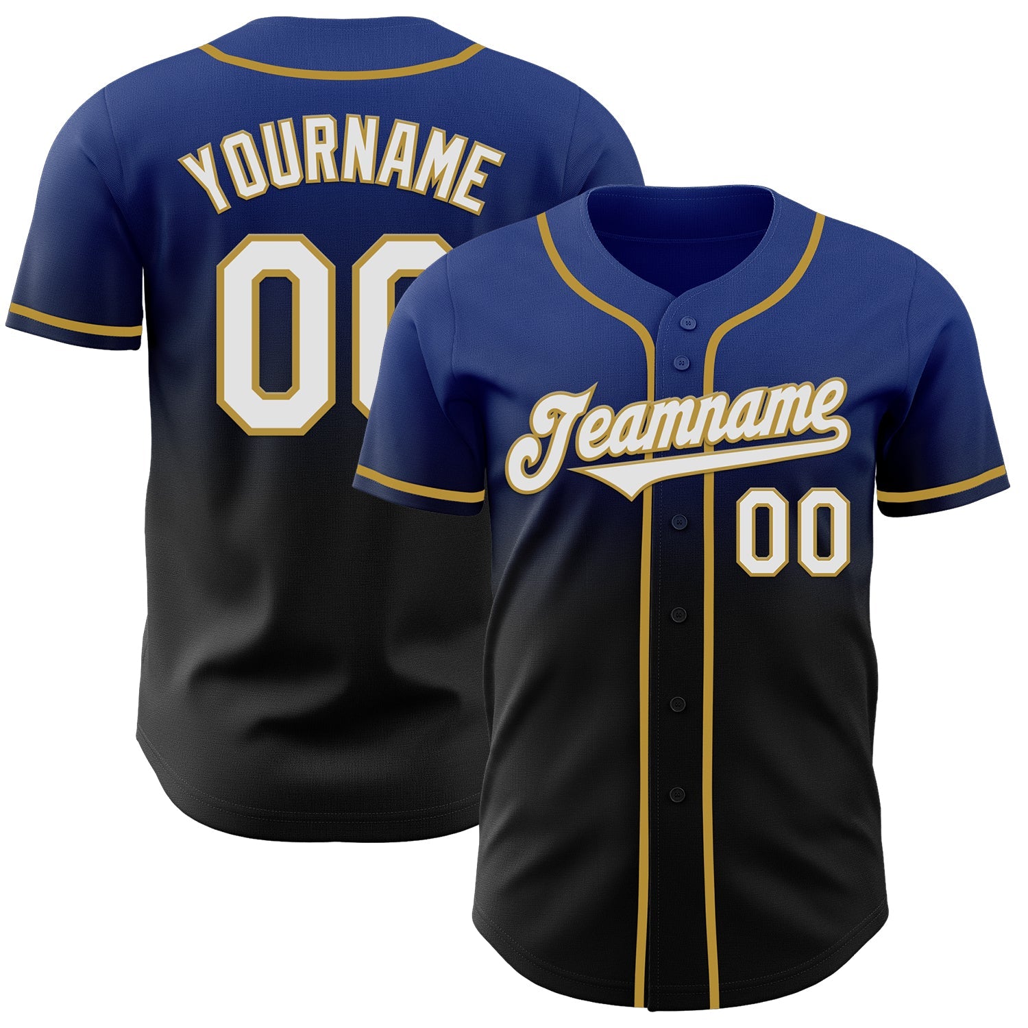 Custom Royal Black-Old Gold Authentic Fade Fashion Baseball Jersey - Sky-Custom