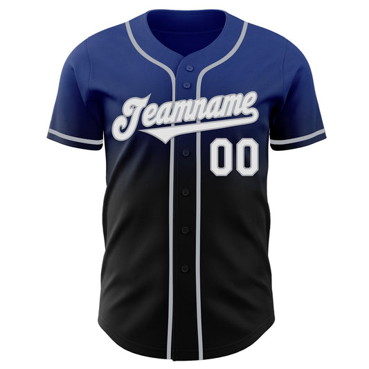 Custom Royal Black-Gray Authentic Fade Fashion Baseball Jersey - Sky-Custom
