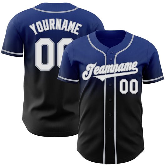 Custom Royal Black-Gray Authentic Fade Fashion Baseball Jersey - Sky-Custom